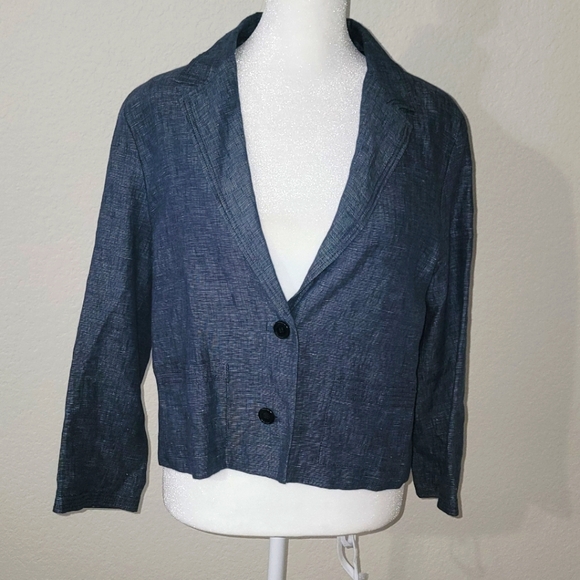 Margaret Howell Linen Denim Blue Blazer - Picture 1 of 6